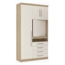 Guarda Roupa Solteiro 3 Portas 4 Gavetas com Painel Giratório para TV Master Luciane Móveis