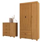 Guarda Roupa Solteiro 3 Portas Comoda 4 Gavetas MDF Bela Decmade