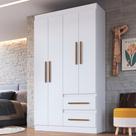 Guarda Roupa Solteiro 4 Portas 2 Gavetas 100 MDF Palermo Doripel