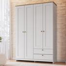 Guarda Roupa Solteiro 4 Portas 2 Gavetas Americano 120cm Decibal Móveis RP2425 Cor Branco e Marrom