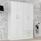 Guarda-Roupa Solteiro 4 Portas 2 Gavetas Atalaia At421 Branco - Evidência Móveis