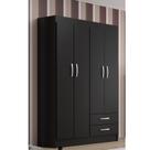 Guarda-Roupa Solteiro 4 Portas 2 Gavetas Atalaia Black