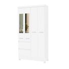 Guarda Roupa Solteiro 4 Portas 2 Gavetas Branco Com Espelho
