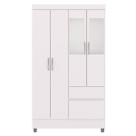 Guarda-Roupa Solteiro 4 Portas 2 Gavetas com Espelho Ideval Branco/Camarim