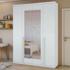 Guarda Roupa Solteiro 4 Portas 2 Gavetas com Espelho MDF Alonzo 153.5cm Branco Guarda Roupa Solteiro 4 Portas 2 Gavetas com Espelho MDF Alonzo 153.5cm Branco