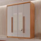 Guarda Roupa Solteiro 4 Portas 2 Gavetas com Espelho MDF Veracruz Off White/Marromle Guarda Roupa Solteiro 4 Portas 2 Gavetas com Espelho MDF Veracruz Off White/Marromle