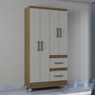 Guarda Roupa Solteiro 4 Portas 2 Gavetas com Pés Capri Poquema