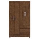 Guarda-Roupa Solteiro 4 Portas 2 Gavetas com Pés Ideval Imbuia Rústico