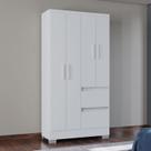 Guarda Roupa Solteiro 4 Portas 2 Gavetas com Pés Nápoles Branco Guarda Roupa Solteiro 4 Portas 2 Gavetas com Pés Nápoles Branco