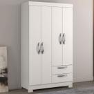 Guarda-Roupa Solteiro 4 Portas 2 Gavetas Essen Branco - Pnr Móveis Guarda-Roupa Solteiro 4 Portas 2 Gavetas Essen Branco - Pnr Móveis