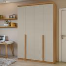 Guarda-Roupa Solteiro 4 Portas 2 Gavetas MDF 153cm Alonzo Marrom Amêndoa Clean/Off White