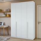 Guarda Roupa Solteiro 4 Portas 2 Gavetas MDF Alonzo 153.5cm Branco