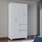 Guarda Roupa Solteiro 4 Portas 2 Gavetas Nápoles Poquema