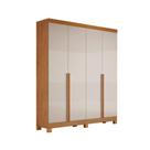 Guarda-Roupa Solteiro 4 Portas 3 Gavetas Alvorada em MDF com Pés 180cm Naturalle/Off White - Bianchi Móveis