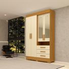 Guarda-Roupa Solteiro 4 Portas 3 Gavetas Capelinha com Espelho 100% MDF 119cm Nerina Espresso Móveis Off White/Cinamomo Guarda-Roupa Solteiro 4 Portas 3 Gavetas Capelinha com Espelho 100% MDF 119cm Nerina Espresso Móveis Off White/Cinamomo