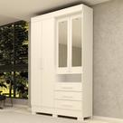 Guarda-roupa Solteiro 4 Portas 3 Gavetas Capelinha com Espelho 100% MDF 119cm Nerina Espresso Móveis