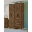 Guarda Roupa Solteiro 4 portas 4 gavetas Castanho Wood Sobral - Moval Guarda Roupa Solteiro 4 portas 4 gavetas Castanho Wood Sobral - Moval