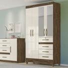 Guarda-Roupa Solteiro 4 Portas 4 Gavetas e 1 com Chave 2 Espelhos e Pés Sobral
