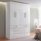 Guarda Roupa Solteiro 4 Portas 8 Gavetas Marselha Plus Branco