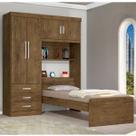 Guarda-Roupa Solteiro 4 Portas com Cama de Solteiro Cancun Yescasa Guarda-Roupa Solteiro 4 Portas com Cama de Solteiro Cancun Yescasa