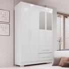 Guarda-roupa Solteiro 4 Portas com Espelho 2 Gavetas Estrela Premium