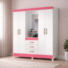 Guarda-Roupa Solteiro 4 Portas com Espelho 3 Gavetas Capri Moval