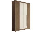 Guarda Roupa Solteiro 4 Portas e 2 Gavetas c/ Pés Buriti jatoba/Areia - Santos Andirá