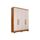 Guarda Roupa Solteiro 4 Portas e 2 Gavetas c/Pés Milly/Veneza Cumaru/Fendi - Novo Horizonte Guarda Roupa Solteiro 4 Portas e 2 Gavetas c/Pés Milly/Veneza Cumaru/Fendi - Novo Horizonte