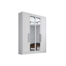 Guarda Roupa Solteiro 4 Portas e 3 Gavetas c/ Espelho Moderni Plus Branco - Novo Horizonte