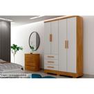 Guarda Roupa Solteiro 4 Portas e 3 Gavetas c/Pés Encanto Freijó/FendiOff - Novo Horizonte