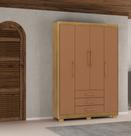 Guarda-Roupa Solteiro 4 Portas e 3 Gavetas Madri