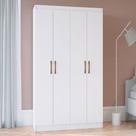 Guarda-Roupa Solteiro 4 Portas Lyon 8 Prateleiras 40468 Branco - Pnr Móveis