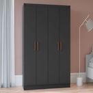 Guarda-Roupa Solteiro 4 Portas Lyon 8 Prateleiras Preto - Pnr Móveis