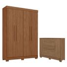 Guarda Roupa Solteiro 4 Portas Sarandi com Cômoda Pinhais Jatoba - Santos Andirá