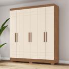 Guarda Roupa Solteiro 6 Portas 2 Gavetas B369 Nature/Off White - Briz Guarda Roupa Solteiro 6 Portas 2 Gavetas B369 Nature/Off White - Briz