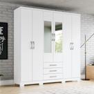 Guarda-roupa Solteiro 6 Portas 3 Gavetas com Espelho Caju