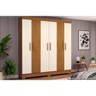 Guarda Roupa Solteiro 6 Portas e 2 Gavetas c/ Pés Briz B73 Nature/Off White - Henn