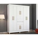 Guarda Roupa Solteiro 8 Portas e 2 Gavetas Munique Branco - Demóbile