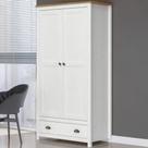 Guarda Roupa Solteiro 91cm 2 Portas 1 Gaveta Lázio Branco/Freijó F07 - Mpozenato