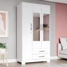 Guarda-Roupa Solteiro Açaí 3 Portas 2 Gavetas com Espelho Flex Branco e Branco/Rosa Chá - Henn Guarda-Roupa Solteiro Açaí 3 Portas 2 Gavetas com Espelho Flex Branco e Branco/Rosa Chá - Henn