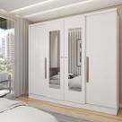 Guarda-Roupa Solteiro Adam 4 Portas 2 Gavetas com Espelho Branco - Panorama Móveis