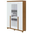 Guarda-Roupa Solteiro Alonzo 4 portas 2 Gavetas Com Espelho Amêndoa Clean/Branco Guarda-Roupa Solteiro Alonzo 4 portas 2 Gavetas Com Espelho Amêndoa Clean/Branco
