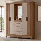 Guarda Roupa Solteiro Ambiente Atenas com Espelho 4 Portas Carvalho Fendi Moval Guarda Roupa Solteiro Ambiente Atenas com Espelho 4 Portas Carvalho Fendi Moval