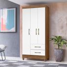 Guarda Roupa Solteiro Ambiente Lima 3 Portas Naturale Branco - Moval