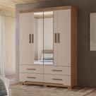 Guarda Roupa Solteiro Ambiente Miami 4 Portas Carvalho Fendi com Espelho - Moval Guarda Roupa Solteiro Ambiente Miami 4 Portas Carvalho Fendi com Espelho - Moval
