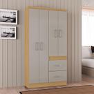 Guarda Roupa Solteiro Ambiente Milão 4 Portas Damasco Off White Poquema