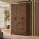Guarda Roupa Solteiro Ambiente Sobral 4 Portas Castanho Wood - Moval