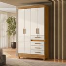 Guarda Roupa Solteiro Ambiente Sobral 4 Portas Freijó Off White - Moval