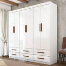 Guarda-Roupa Solteiro Aria 6 Portas 6 Gavetas Branco - Pnr Móveis