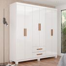 Guarda-Roupa Solteiro Aurora 6 Portas 2 Gavetas 22116 Branco - Carioca Móveis
